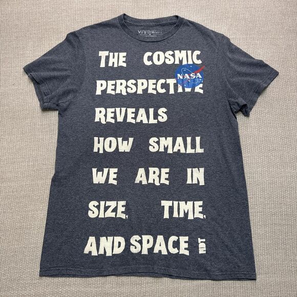 Reworked grey Nasa graphic Tee one of a kind custom science nerd T-shirt unique - Picture 1 of 6